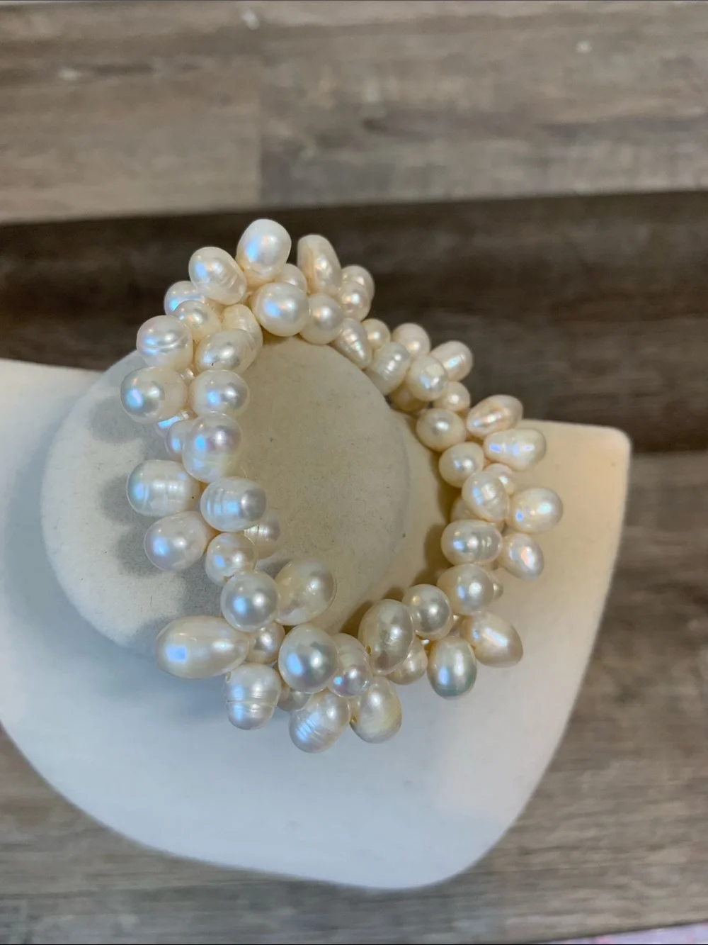 Faux Pearl Cluster Bracelet - Cream Pearls